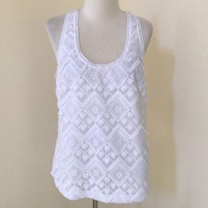 BANANA REPUBLIC size M white embroidered top